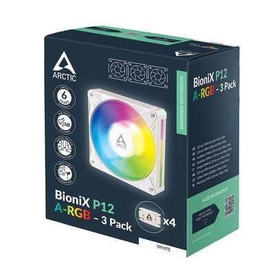 ARCTIC  BioniX P12 A-RGB White - 3 Pack ACFAN00338A (120mm ARGB ホワイト 3個パック) 