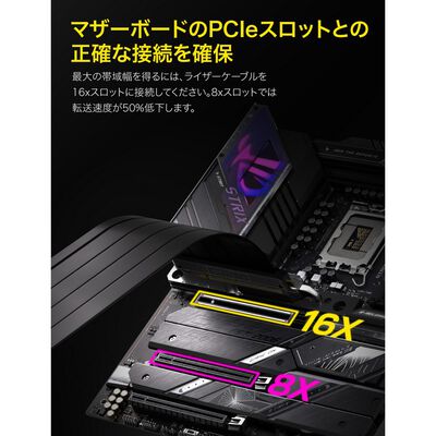 EZDIY  RC21 - PCIe 5.0 x16 200 mm Riser Cable 90-Degree - Black EZDPC247 (PCIe 5.0 ライザーケーブル 200mm ブラック) 