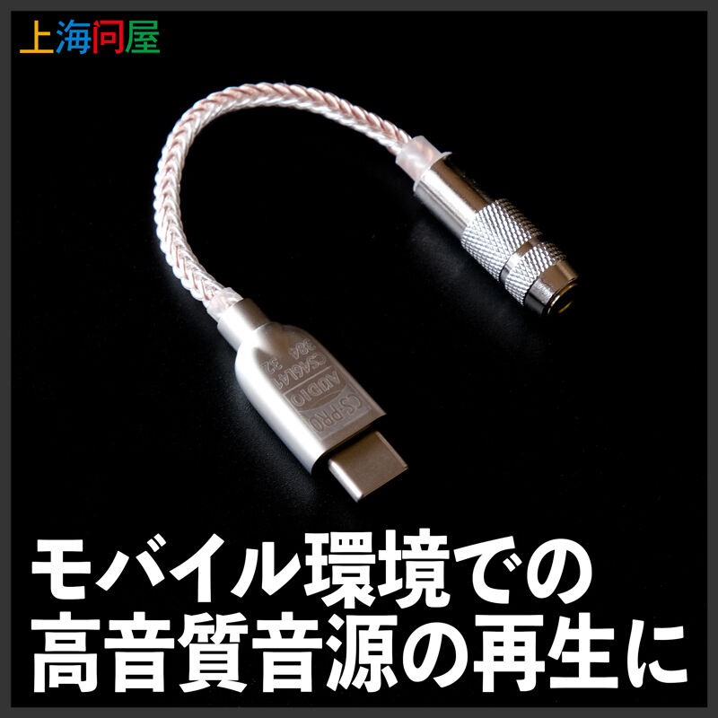 上海問屋 USB Type-C ポータブルDAC(CS46L41/384kHz/32bit) DN-916047