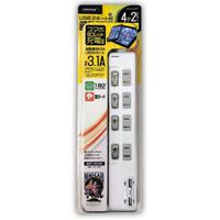 HIDISC  HDUTC4U2WH (電源タップ 4個口 USBポート付 ホワイト) 