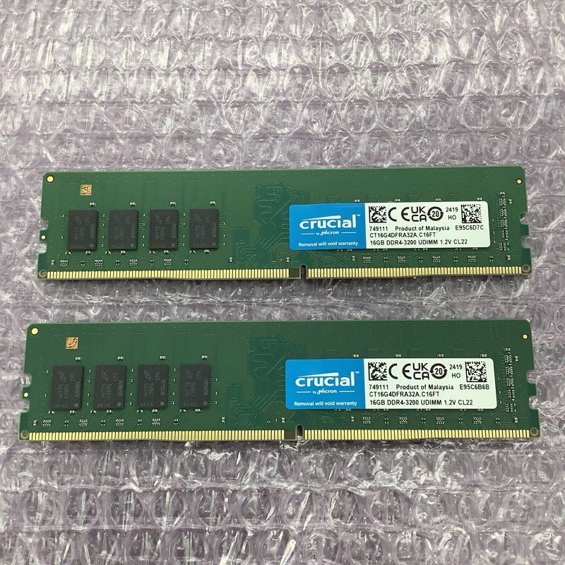 中古 16GB 2枚組(合計32GB) PC4-25600/DDR4-3200 デスクトップ用