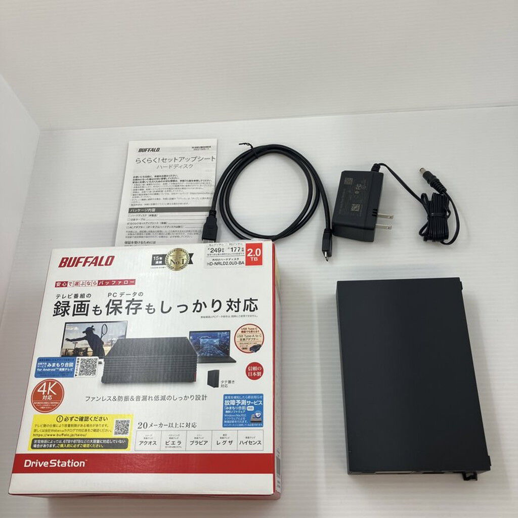 中古 BUFFALO HD-NRLD2.0U3-BA(USB3.1 外付HDD 2TB 黒) 3410011368