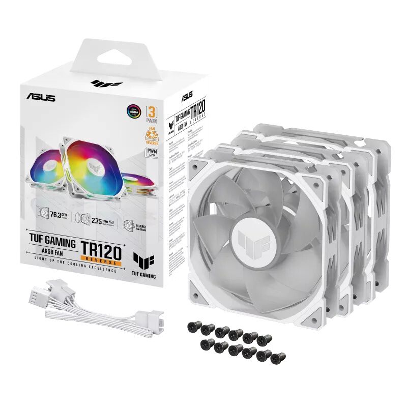 ASUS TUF Gaming TR120 ARGB Reverse Fan - Triple Pack ホワイト (TUF