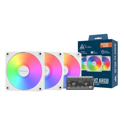 MONTECH  GF120R V2 ARGB White 3 in 1 (3個パック ホワイト リバースブレード) 