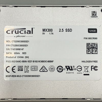 【熊本浜線店】中古  Crucial CT525MX300SSD1(2.5 SATA3 525GB TLC) 5370001346 