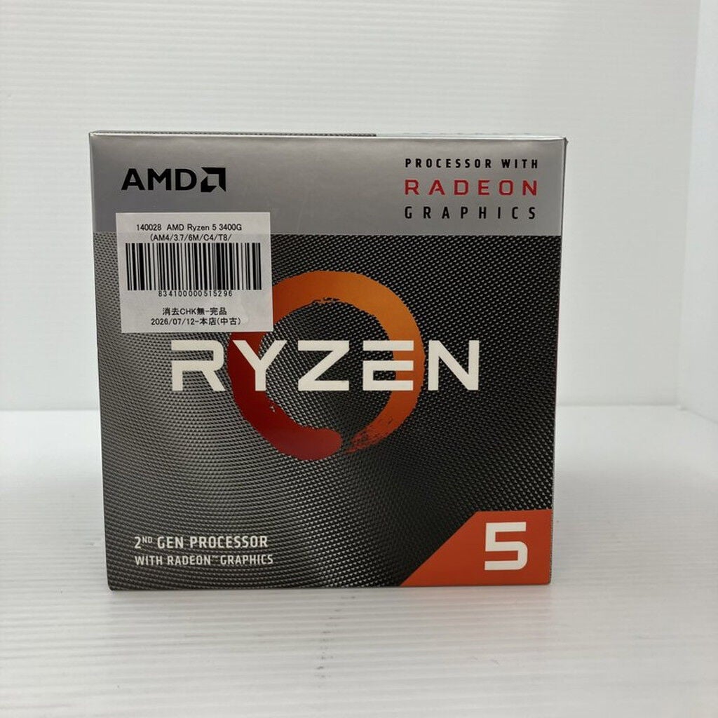 中古 AMD Ryzen 5 3400G (AM4/3.7/6M/C4/T8/65W) 140028 （379622