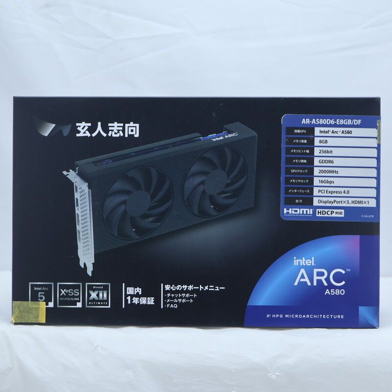 中古 玄人志向 AR-A580D6-E8GB/DF (Intel Arc A580 8G) 166360