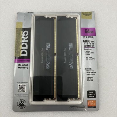 【新潟店】中古  Crucial CP2K32G60C40U5B(DDR5 PC5-48000 32GBx2) 3290007291 