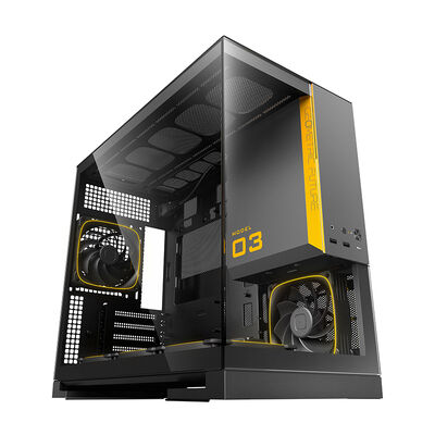 Geometric Future  MODEL 3 with 5FAN GF-M3-GB PLUS (MicroATX ガラス グレー／ブラック) 