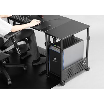 Bauhutte(バウヒュッテ)  昇降式L字デスク コンパクト BHD-550H-BK (ブラック) 