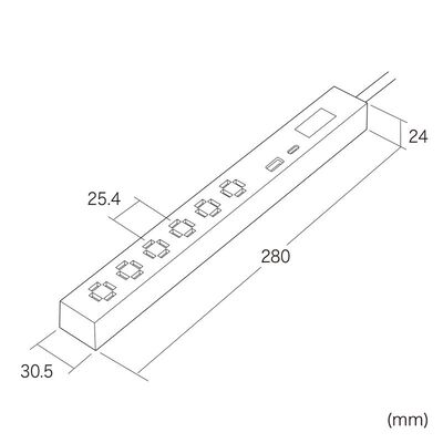 サンワサプライ  TAP-SLIM6UC-15BK (スリムタップ AC6個口・A1＋C1・PD33W・1.5m・ブラック) 