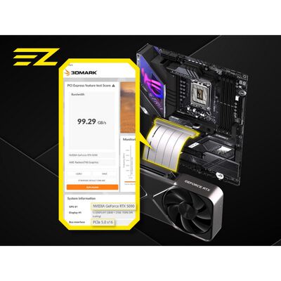 EZDIY  RC21 - PCIe 5.0 x16 200 mm Riser Cable 90-Degree - White EZDPC247-1 (PCIe 5.0 ライザーケーブル 200mm ホワイト) 