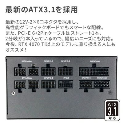 ドスパラセレクト  1000W-GOLD-ATX31-BK (1000W ブラック) 