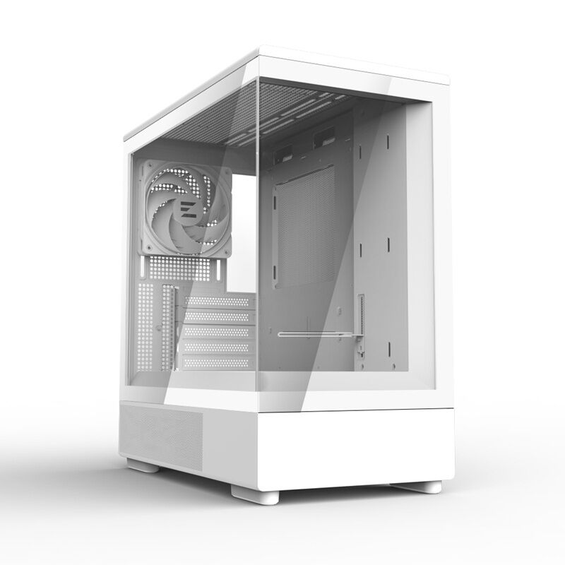 ホワイト メラミン パソコンデスク 約98cm x 45cm ZALMAN P10 WHITE (MicroATX ガラス ホワイト) ｜ パソコン通販