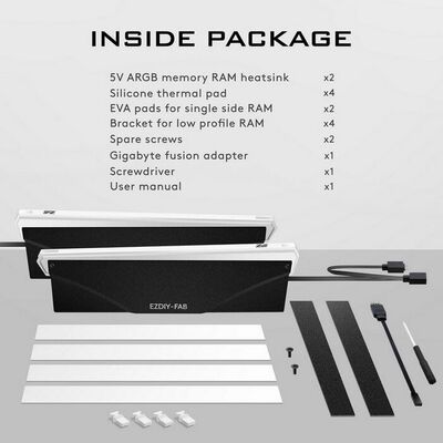 EZDIY  RAM Heatsink V2-Black-2 Pack EZDPI061-8-1 (メモリ用ヒートシンク 2個入 ブラック) 