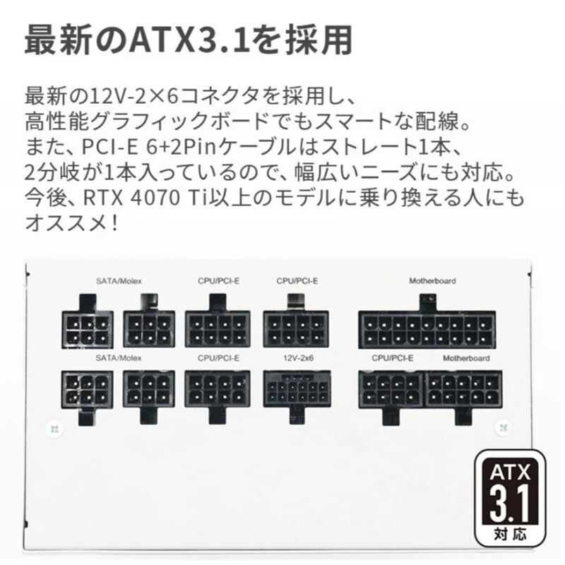 ドスパラセレクト 850W-GOLD-ATX31-WH (850W ホワイト) ｜ パソコン