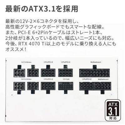 ドスパラセレクト  【アウトレット】 850W-GOLD-ATX31-WH (850W ホワイト) 
