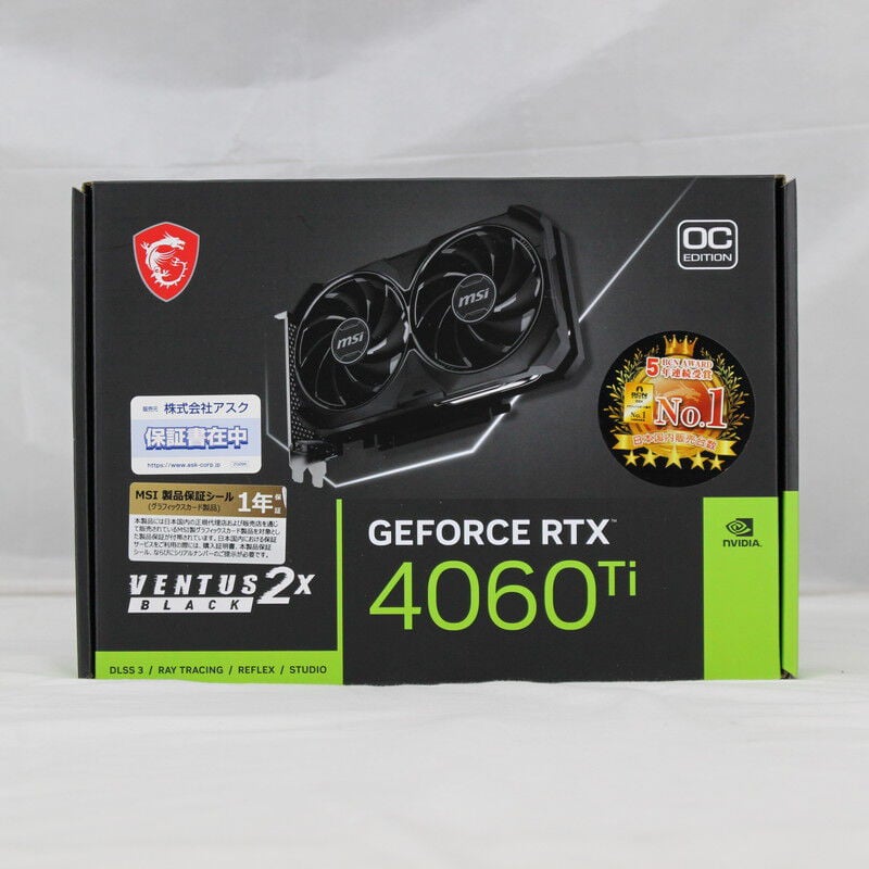 中古 MSI GeForce RTX 4060 Ti 8G VENTUS 2X BLACK E1 OC（RTX