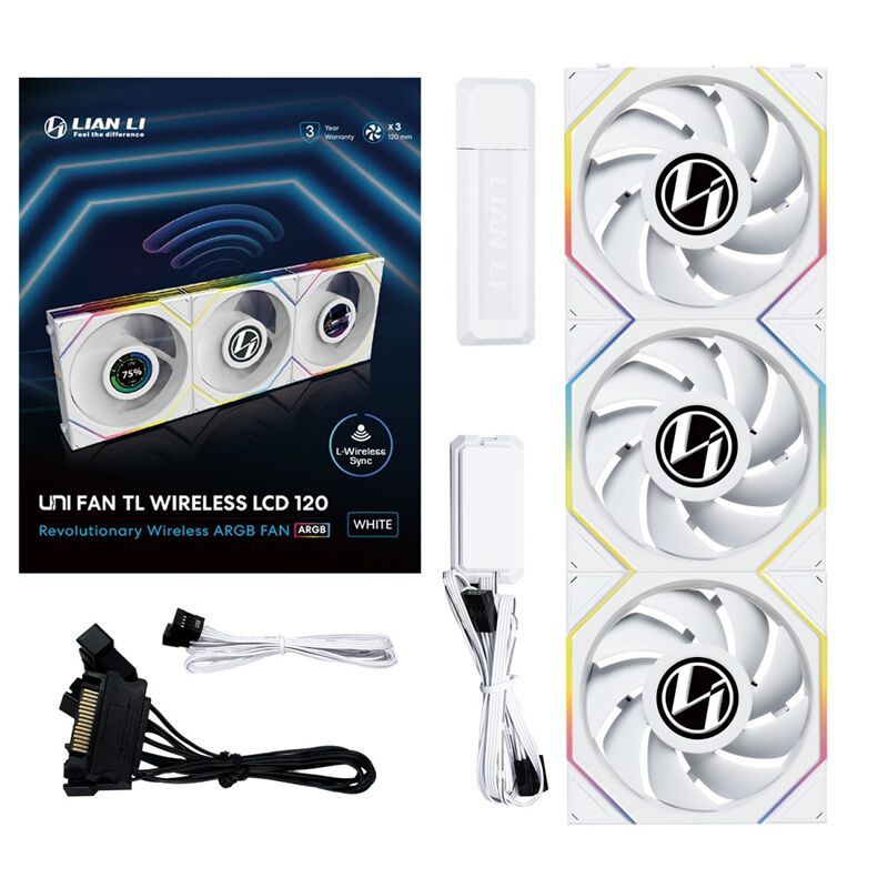 Lian-Li UNI FAN TL 120 LCD WIRELESS WT 3Pack UF-TL120-LCD-WLS-3W