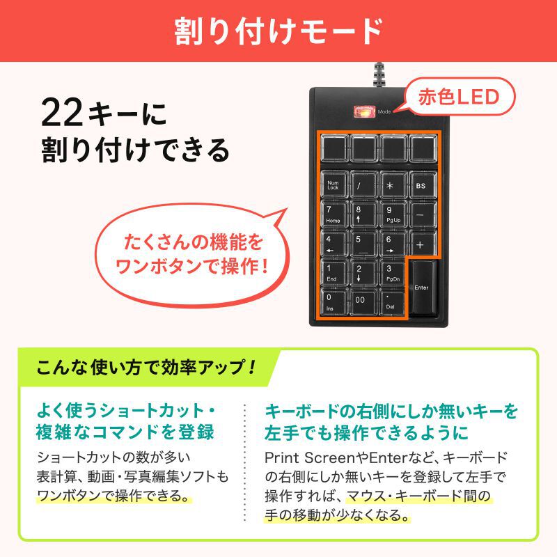 サンワサプライ NT-19UH2BKN2 (プログラマブルテンキー) ｜ パソコン