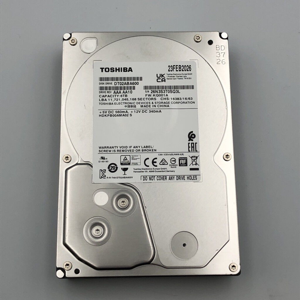 中古 TOSHIBA DT02ABA600 (SATA3 6TB 5400rpm 128MB BLK) 4720002682
