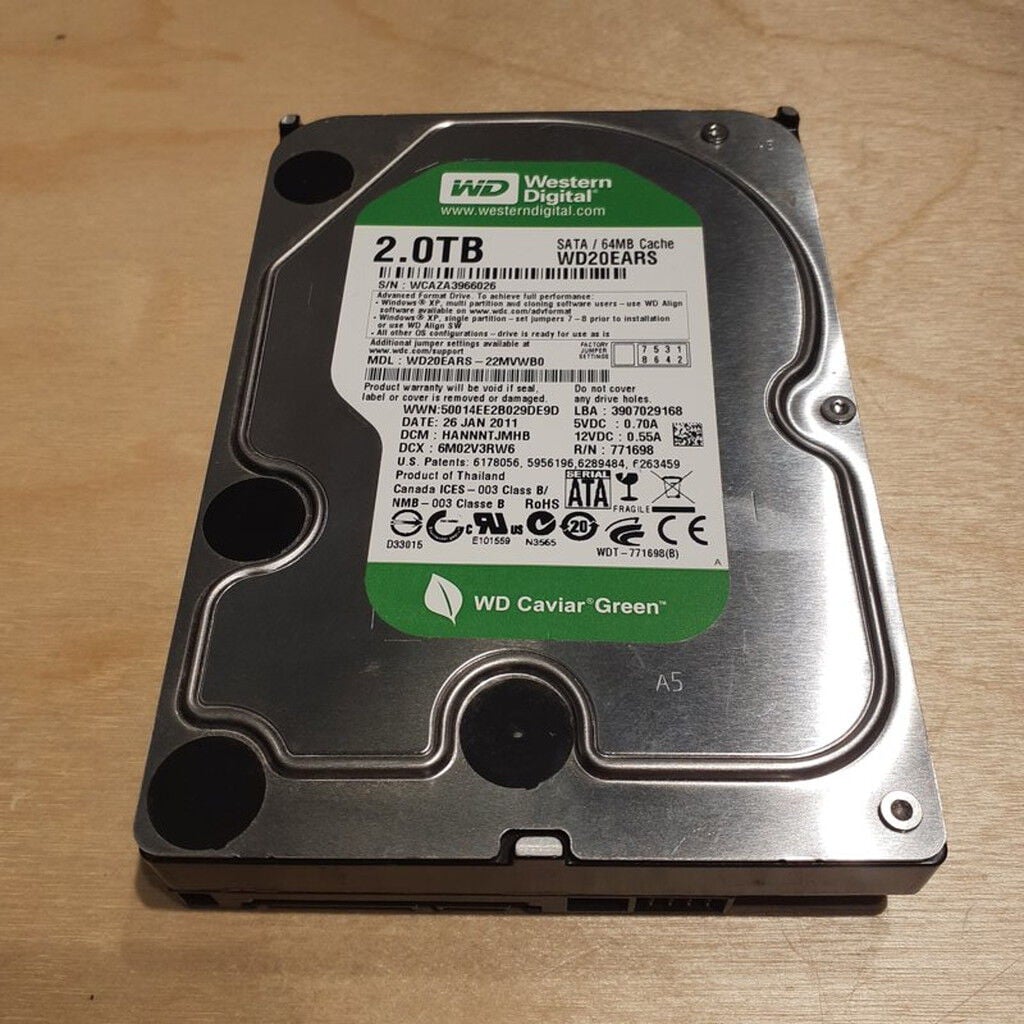 中古 W.D WD20EARS (2TB 64MB 3.5ｲﾝﾁ SATA) 115019 （361529