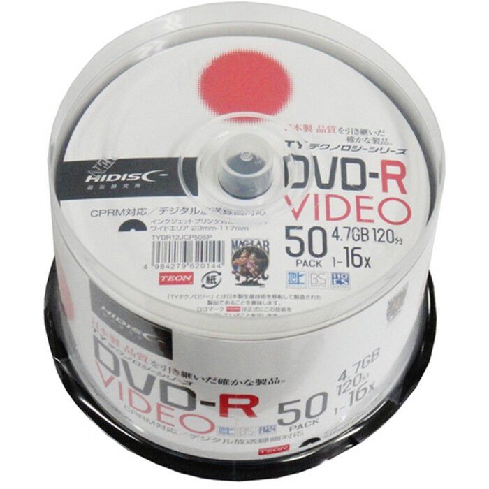 無料発送 HIDISC ホワイトワイドプリンタブル (録画用DVD-R TYDR12JCP50SP DVD-R