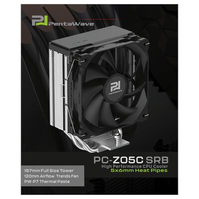 AINEX  PC-Z05C-SRB (ヒートパイプ5本搭載 Intel&AMD用 サイドフローCPUクーラー) 
