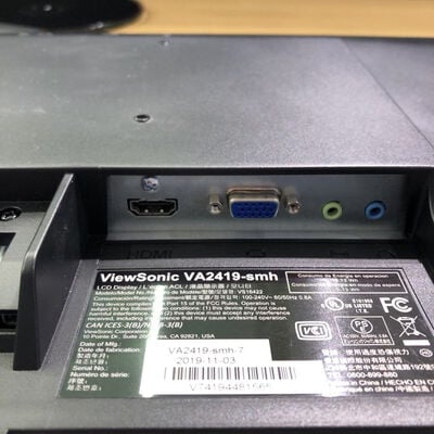 【甲府飯田店】中古  Viewsonic VA2419-SMH-7 (23.8”W 1A1H 5ms IPS) 182907 