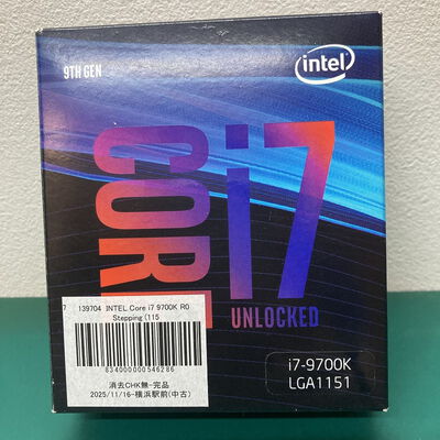 【浦添城間店(沖縄)】中古  INTEL Core i7 9700K R0 Stepping (1151/3.60GHz/12M/C8/T8) 139704 