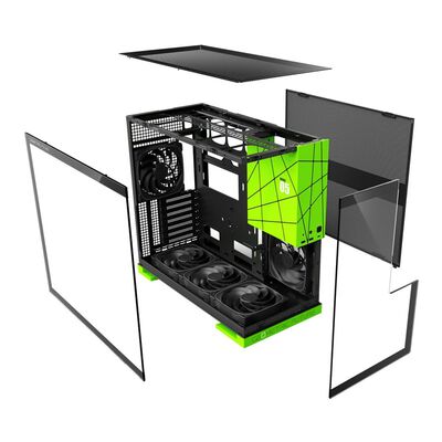 Geometric Future  Model 5 NV Style Edition with 5FAN GF-M5-NV-Edition PLUS (E-ATX ガラス ブラック/グリーン) 