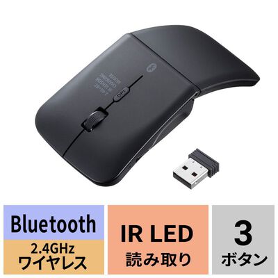サンワサプライ  MA-WBIS3117BK 静音ワイヤレス IR LEDコンボマウス（3ボタン・薄型） 