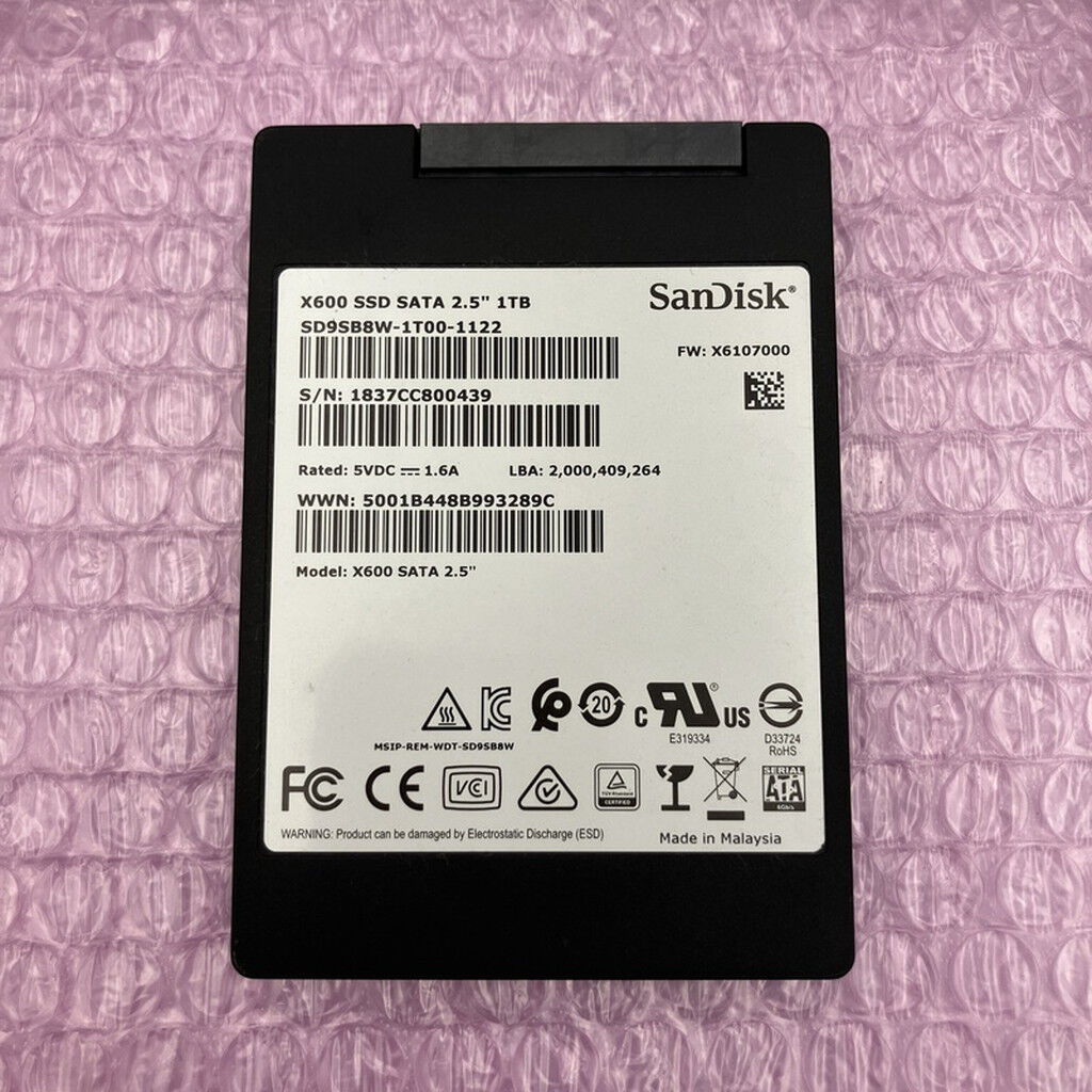 中古 SanDisk X600 SSD SATA 2.5 1TB 3330003551 （395385