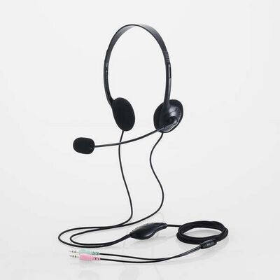 エレコム  HS-HP14SBK (両耳小型有線オーバーヘッドセット &phi;3.5mm3極ミニプラグ&times;2) 