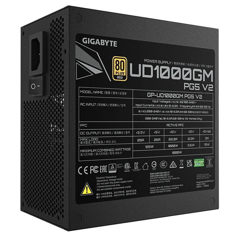 電源ユニット GIGABYTE UD 1000 GM V2 1000W GIGABYTE GP-UD1000GM PG5 V2 (1000W) ｜ パソコン通販のドスパラ【公式】