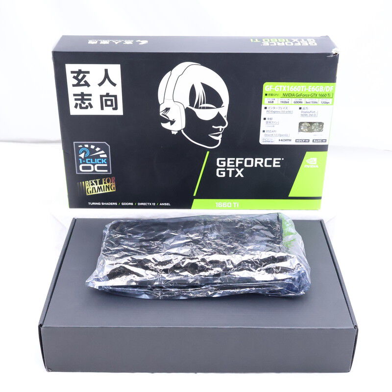 中古 玄人志向 GF-GTX1660Ti-E6GB/DF（GTX1660Ti 6GB） 3480041933