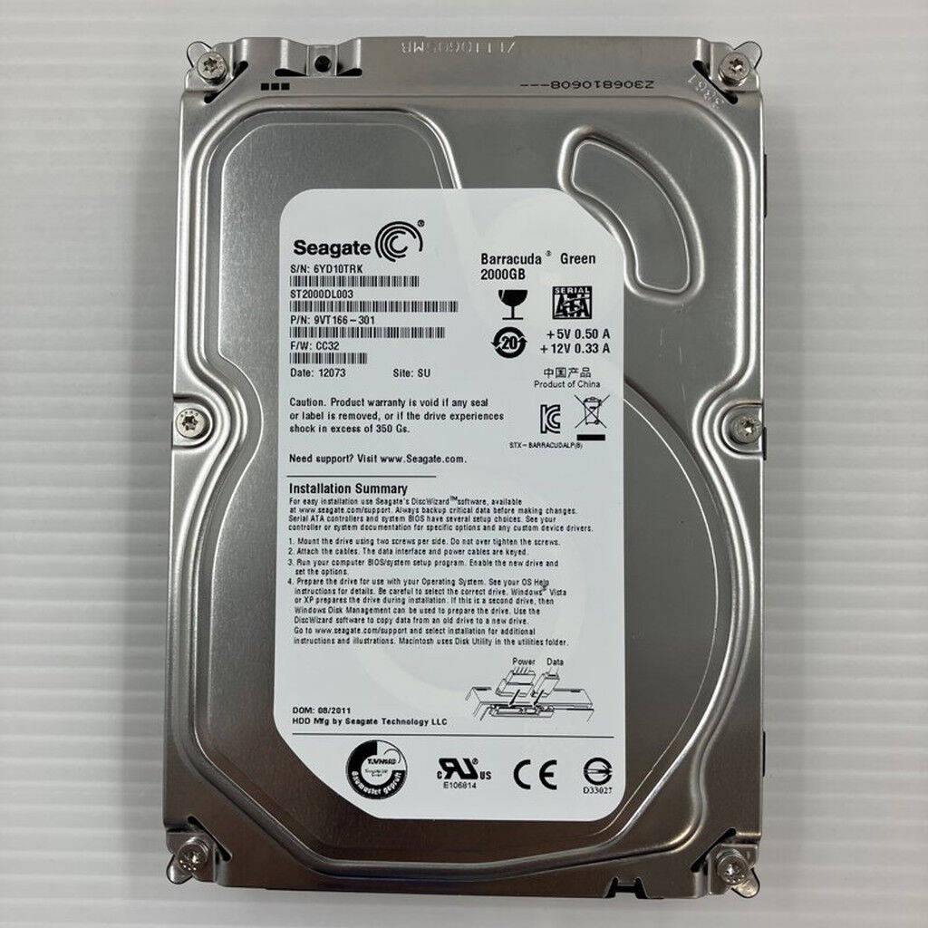 中古 各社 3.5インチ HDD 2TB SATA （デスクトップ用） 121849