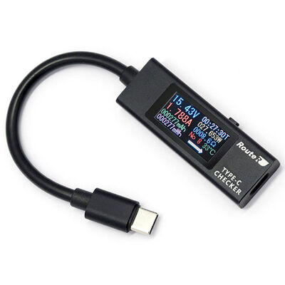 ルートアール  双方向メタル筐体USB Type-C電圧・電流チェッカー / ケーブル付き RR-TC5VABK 
