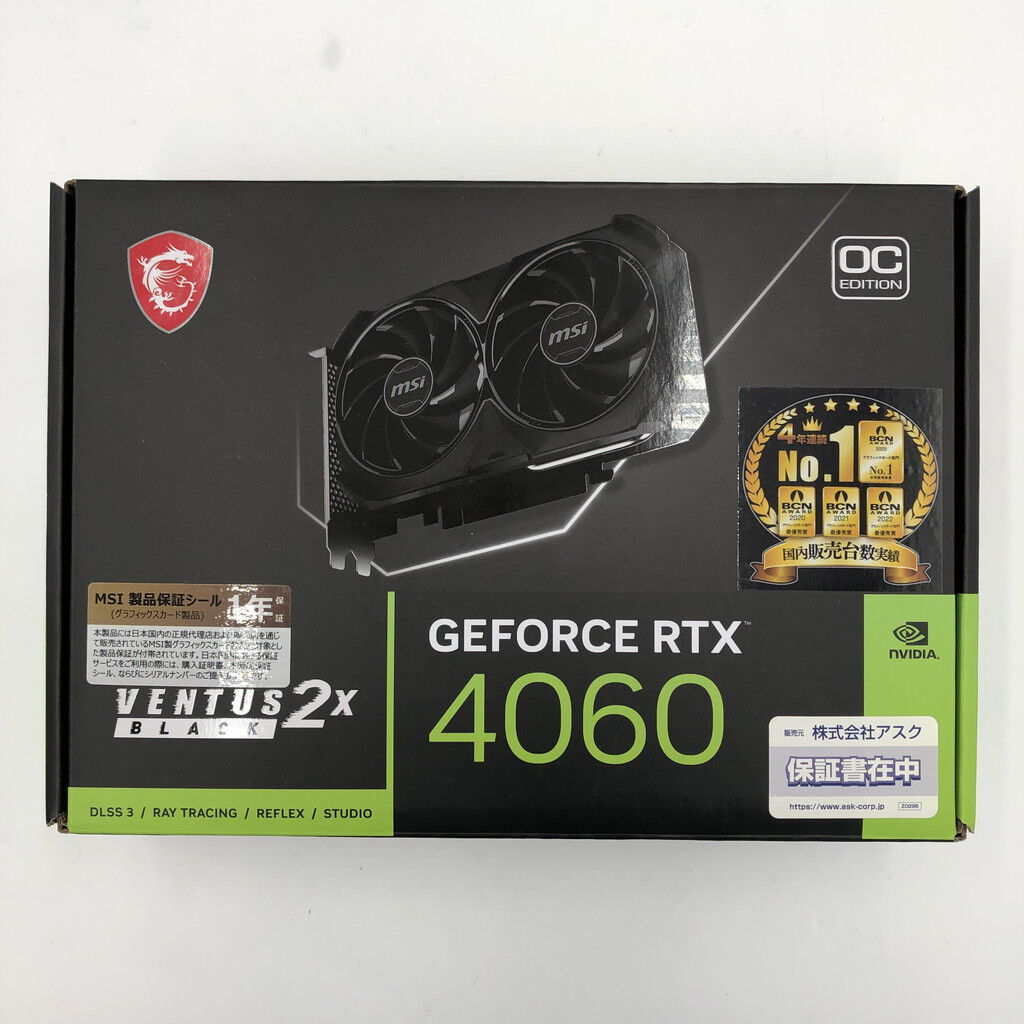 MSI GEFORCE RTX 4060 VENTUS 2X BLACK　中古品 中古 MSI GeForce RTX 4060 VENTUS 2X BLACK 8G OC (RTX4060 8GB