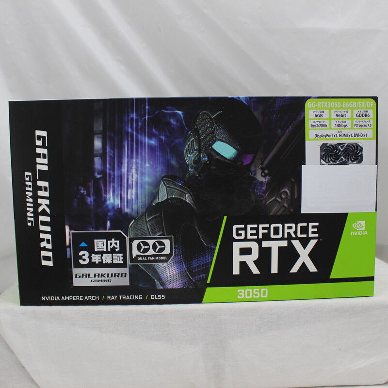 NVIDIA 玄人志向 GeForce GG-RTX3050-E6GB 中古完品 中古 玄人志向 GG-RTX3050-E6GB/EX/DF（RTX3050 6GB） 3480041073