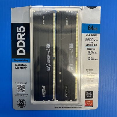 【大須店】中古  Crucial CP2K32G56C46U5(DDR5 PC5-44800 32GBx2) 3120024128 