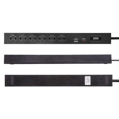 サンワサプライ  TAP-SLIM6UC-15BK (スリムタップ AC6個口・A1＋C1・PD33W・1.5m・ブラック) 