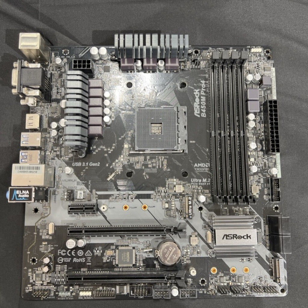 中古 【付属品欠品】 ASRock B450M Pro4 (B450 AM4 mATX DDR4