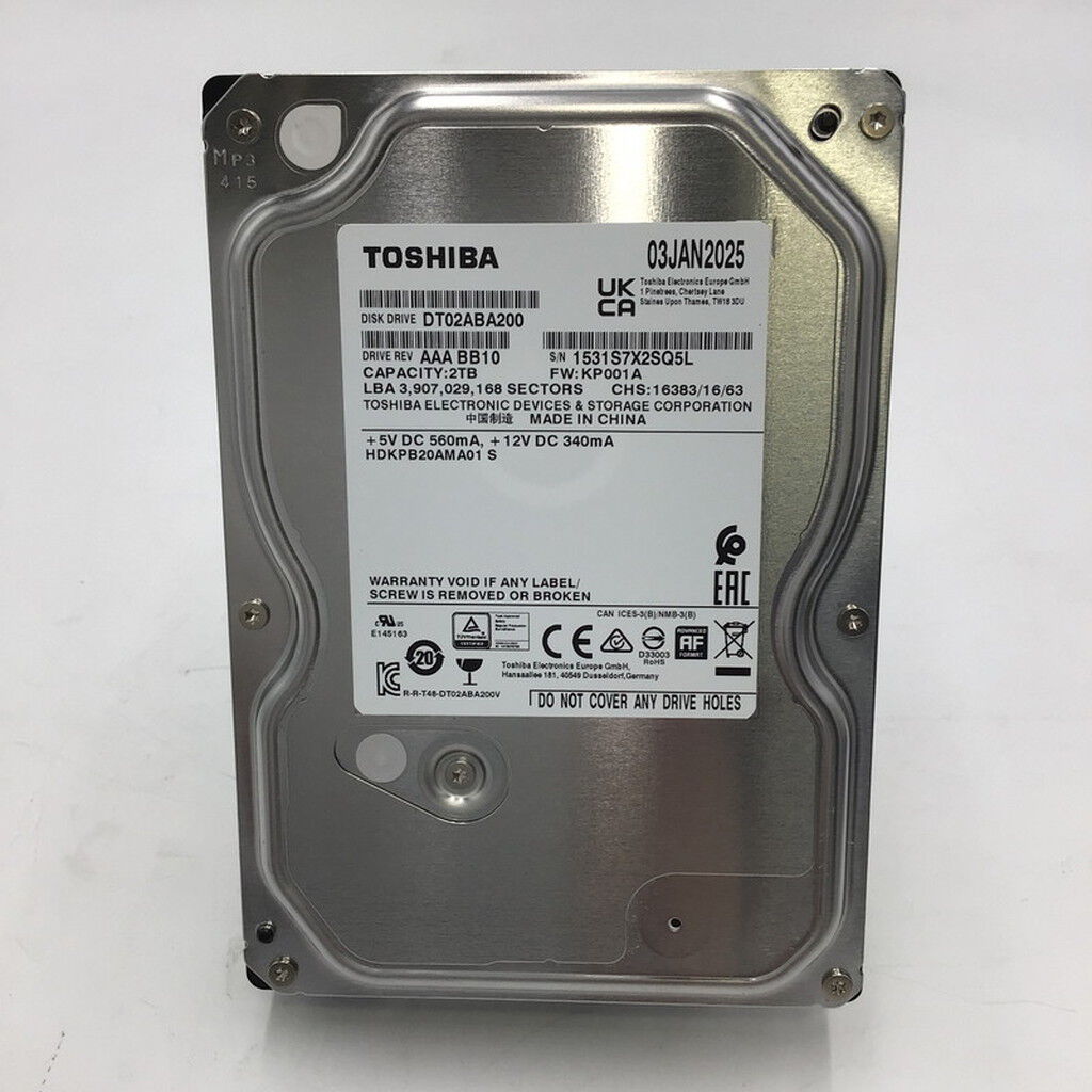 中古 TOSHIBA DT02ABA200 (SATA3 2TB 5400rpm 128MB BLK) 4950001713