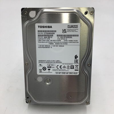 【白山FM松任店】中古  TOSHIBA DT02ABA200 (SATA3 2TB 5400rpm 128MB BLK) 4950001713 