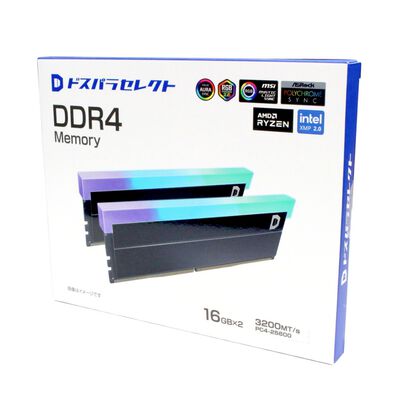 ドスパラセレクト  D4D3200-16G2A1-RGB-BK (DDR4 PC4-25600 16GB 2枚組) 