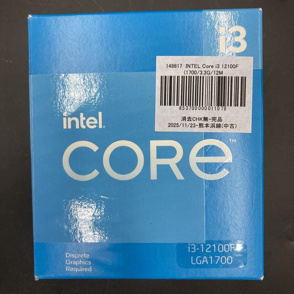 中古 INTEL Core i3 12100F (1700/3.3G/12M/C4/T8) 148617 ｜ パソコン