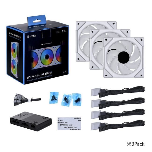 Lian-Li UNI FAN SL-INFINITY 120 WT 3Pack UF-SLIN120-3W (3個パック 