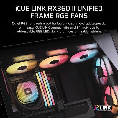 Corsair  iCUE LINK RX360 II Unified Frame RGB Fans Expansion Black CO-9051061-WW (ブラック) 