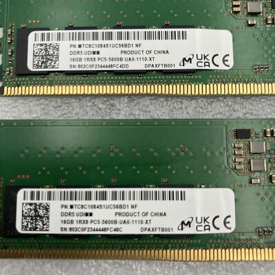 【新潟店】中古  16GB 2枚組(合計32GB) PC5-44800/DDR5-5600 デスクトップ用 190887 